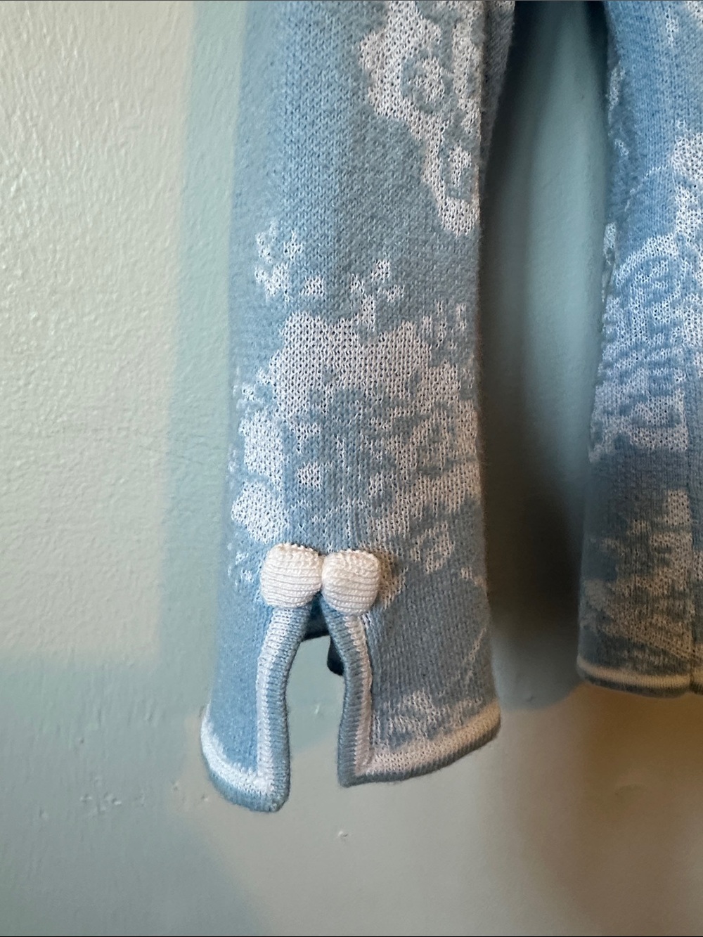 Sigrid Olsen Boden Light Blue Floral V-Neck Button Cardigan Sweater Women's M - Picture 7 of 12